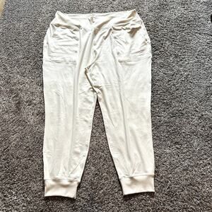 NWT KINESIS Soft Joggers Cream Beige Size 3X Minimalist Loungewear Casual Luxe